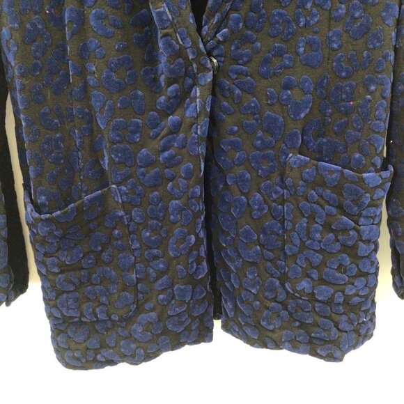 Majestic Filatures Women's Sz 2/Small Velvet Leopard Print One Button Blazer - Picture 4 of 12